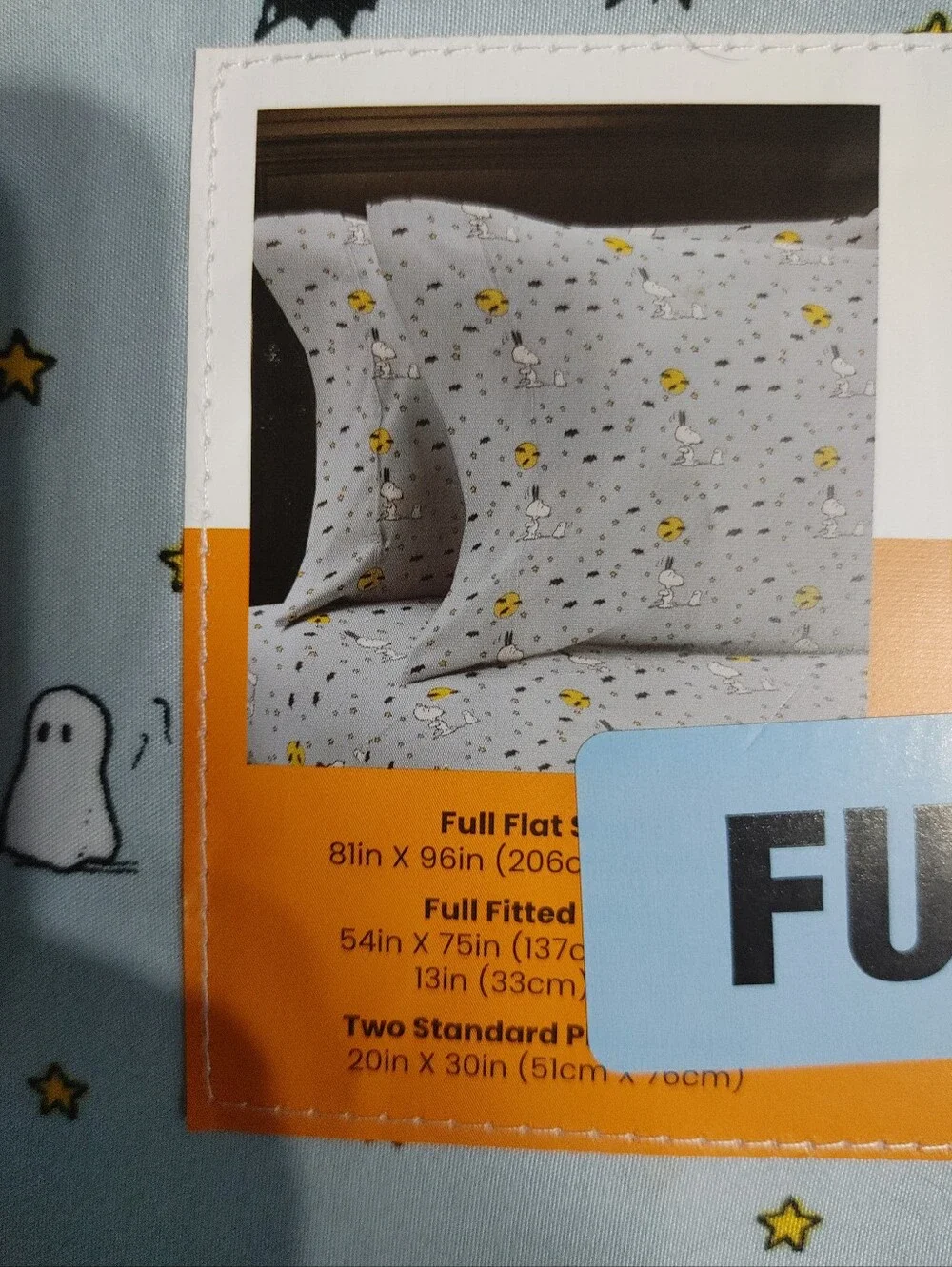 New Berkshire Peanuts Full Sheet Set - Snoopy Ghost Halloween Light Blue
